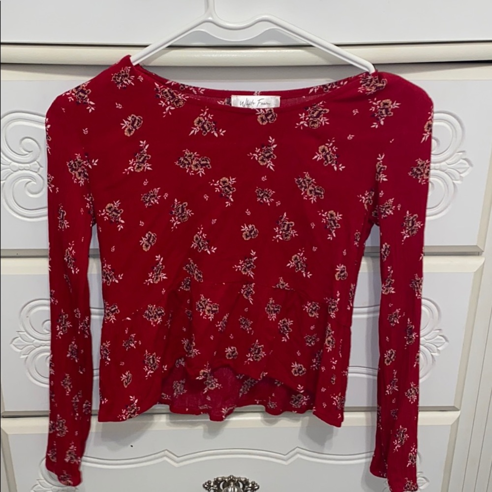 floral red cropped longsleeve